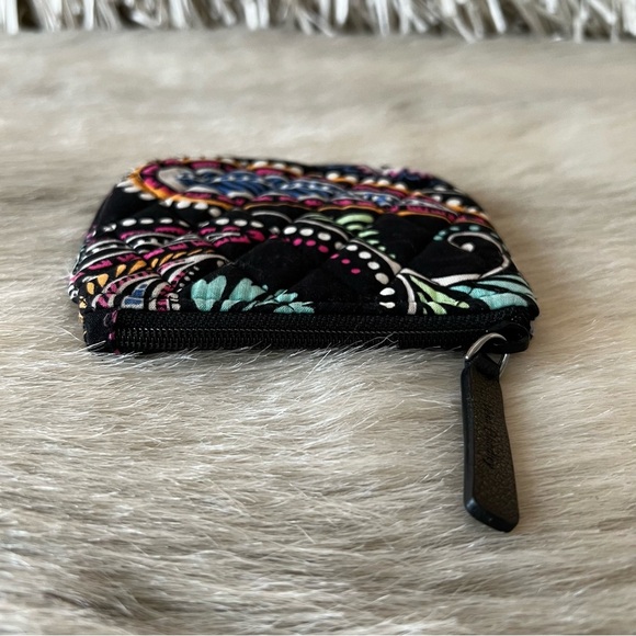 VERA BRADLEY Bandana Swirl Cosmetic Coin Card Black Purple Floral Lipstick Case - Picture 4 of 8